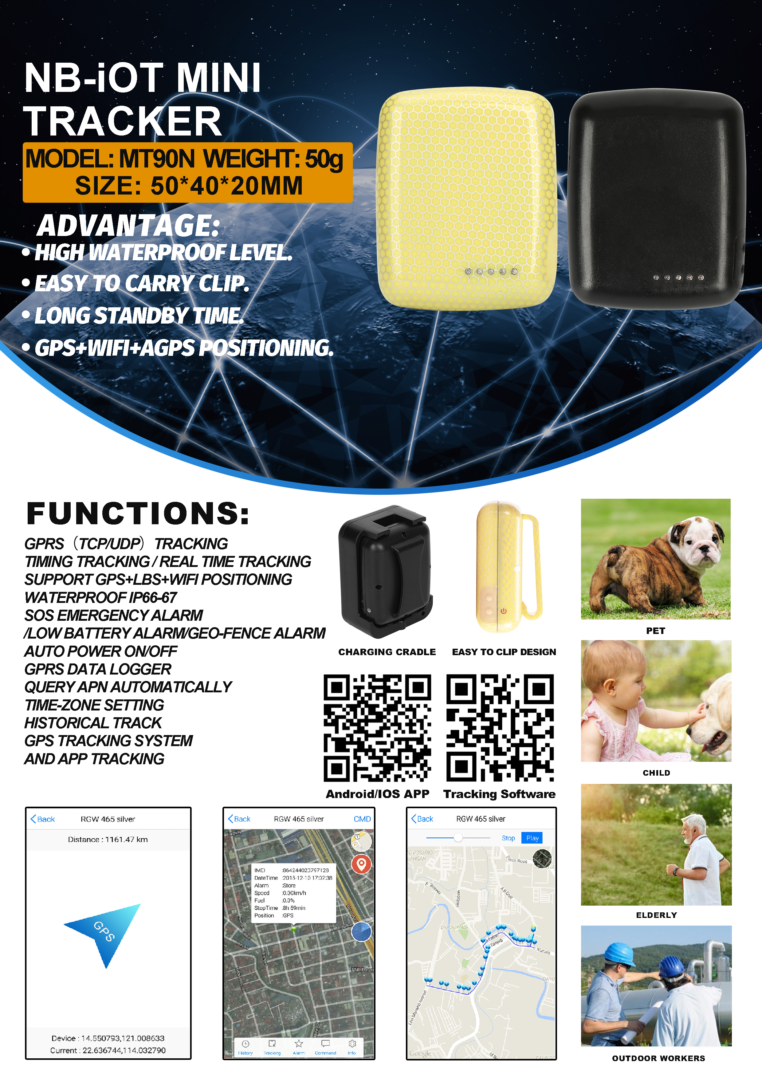Mini rastreador GPS MT90N NB-IoT